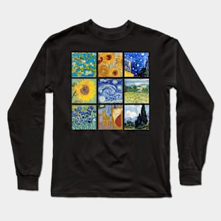 Van Gogh Paintings Sunflowers Starry Night Long Sleeve T-Shirt